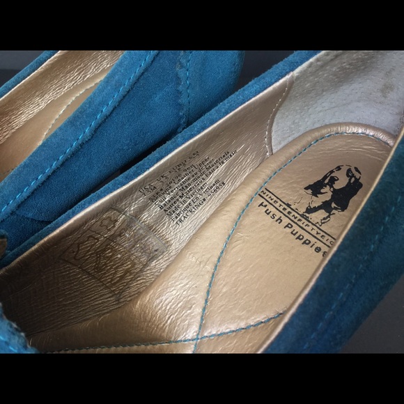 Retro heel Blue Suede Shoes! Hush Puppies - Picture 5 of 6